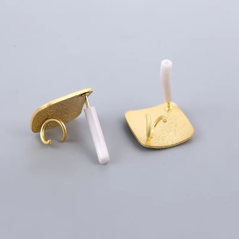 10pcs/set Stainless Steel Stud Earrings Base Golden Color Earrings Connectors for Diy Jewelry Making