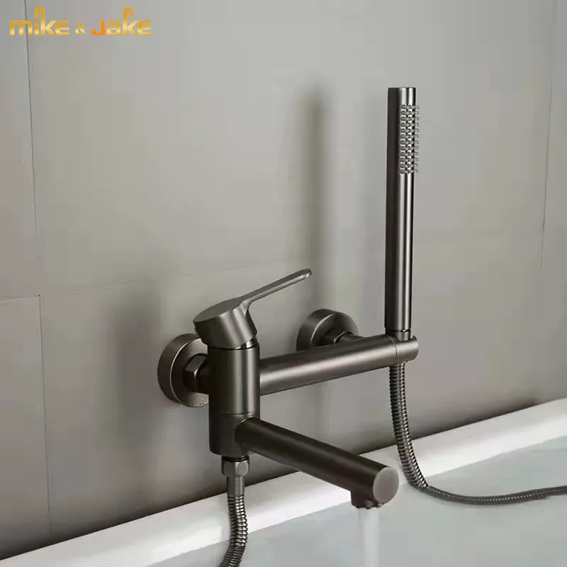 Gunmetal Shower faucet hot and cold metal gray bathtub faucet bath shower mixer shower water mixer brush metal bath shower tap