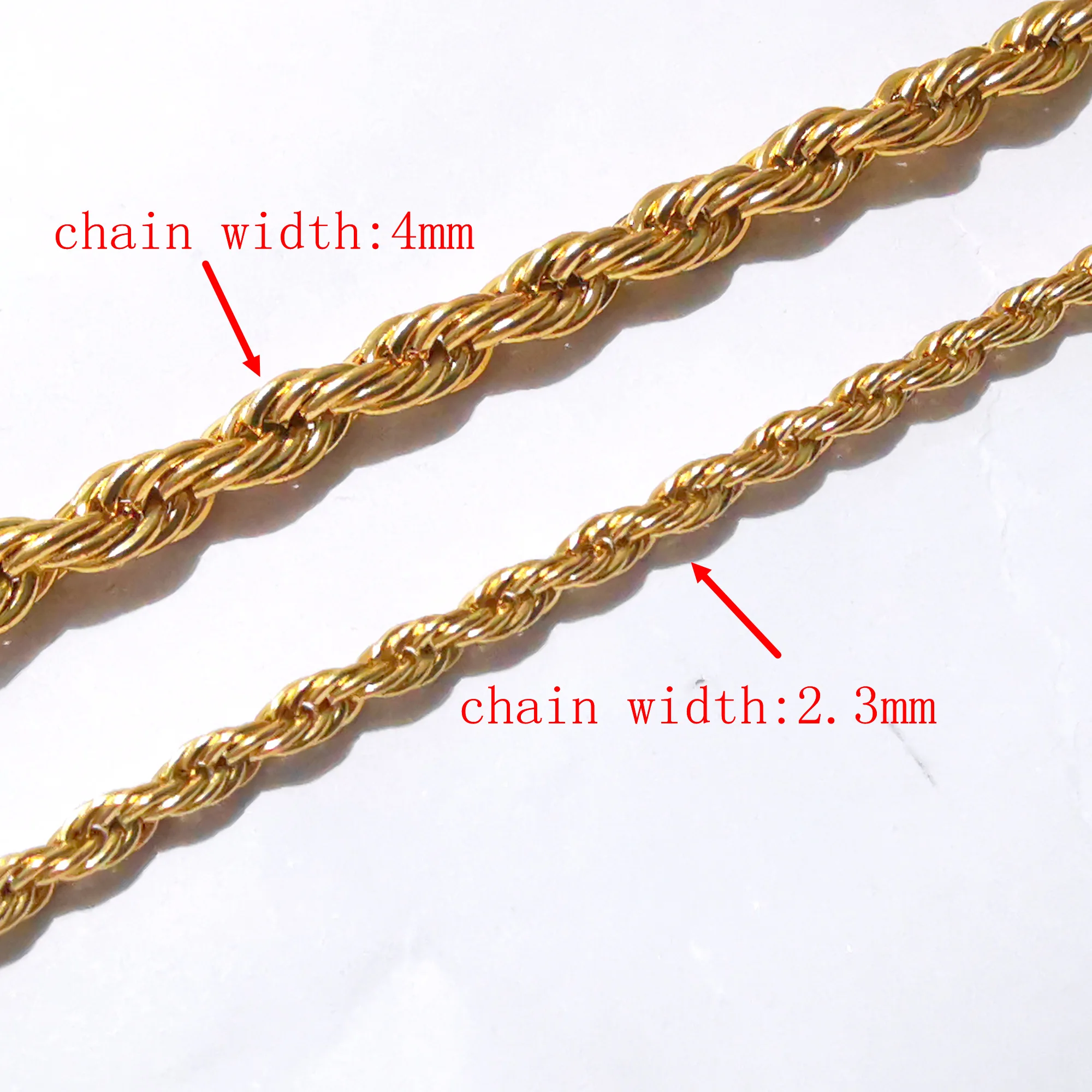 3meter Lot Golden stainless steel 2.3mm/ 4mm Singapore twisted chain DIY Jewelry findings jewelry marking Supplies