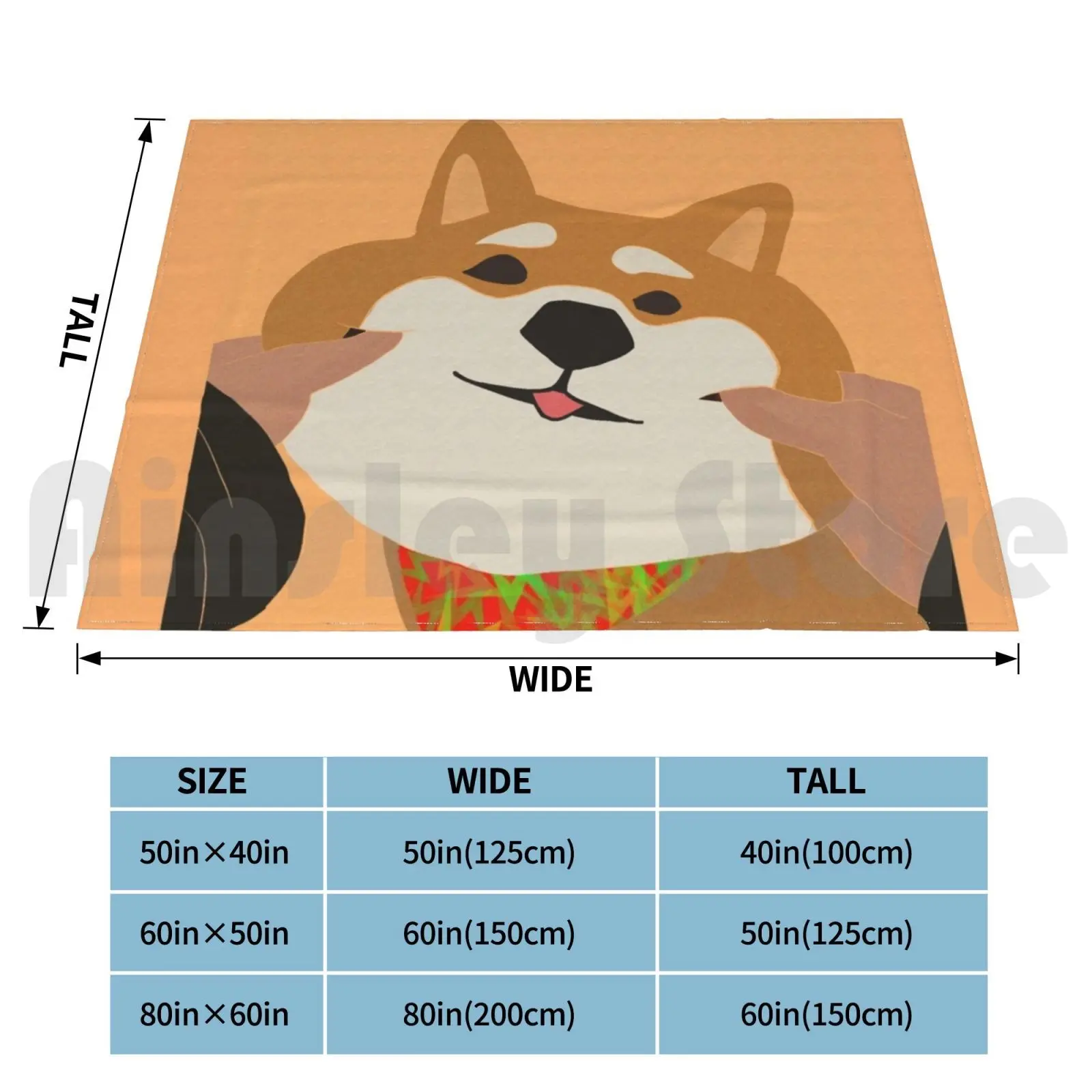 Cute Shiba Cheeks Squish Blanket Fashion Custom Cute Shiba Cute Dog Simple Orange Squish Cheeks Adorable Kawaii