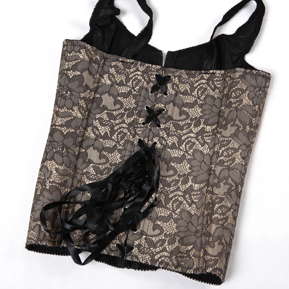 Gothique Zipper Corsets with Straps Sexy Corgested Bustier Tops for Women Body Shapewear Medieval Corset Black and White