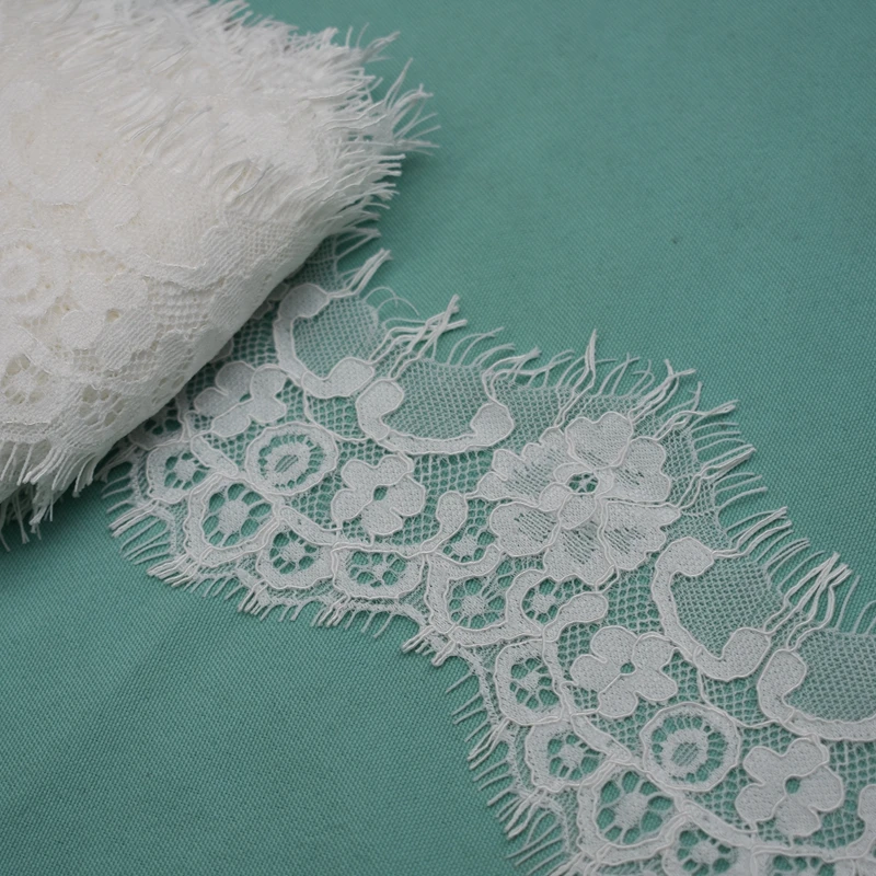 8.5CM width high quality eyelash lace trim white lace wedding veil bridal shawl 3meter