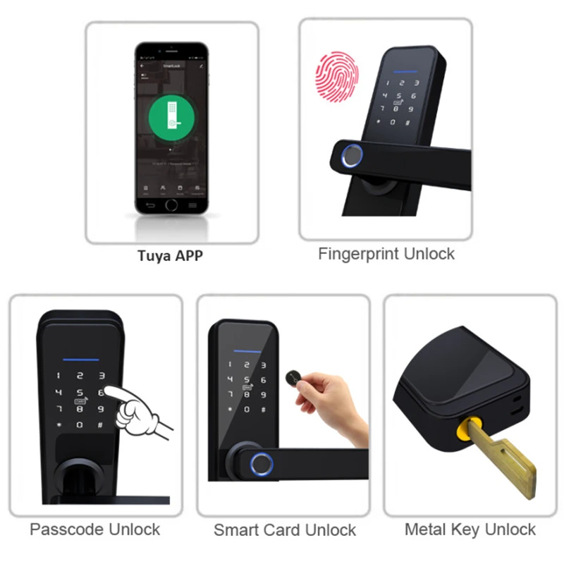 RAYKUBE-X5 Smart Door Lock, Biométrica Fechadura da porta de impressão digital, Tuya App, sem fio Keyless WiFi Lock, Built-in 8 Língua Idiomas