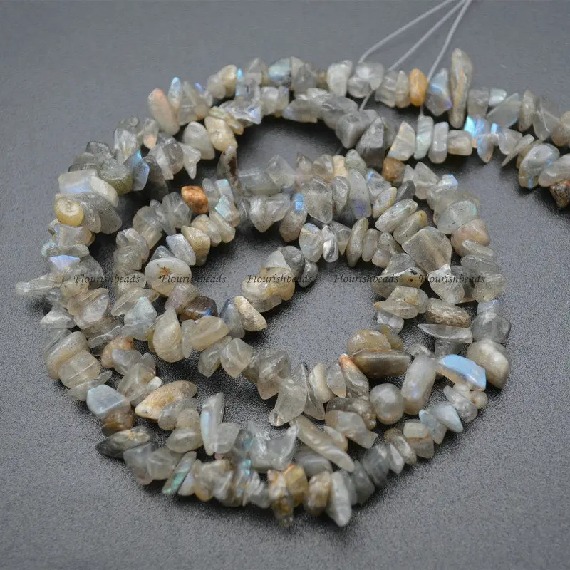 Kualitas Tinggi 5 ~ 8 Mm Natural Labradorite Tidak Teratur Bentuk Batu Keripik Manik-manik Longgar 1 Strand