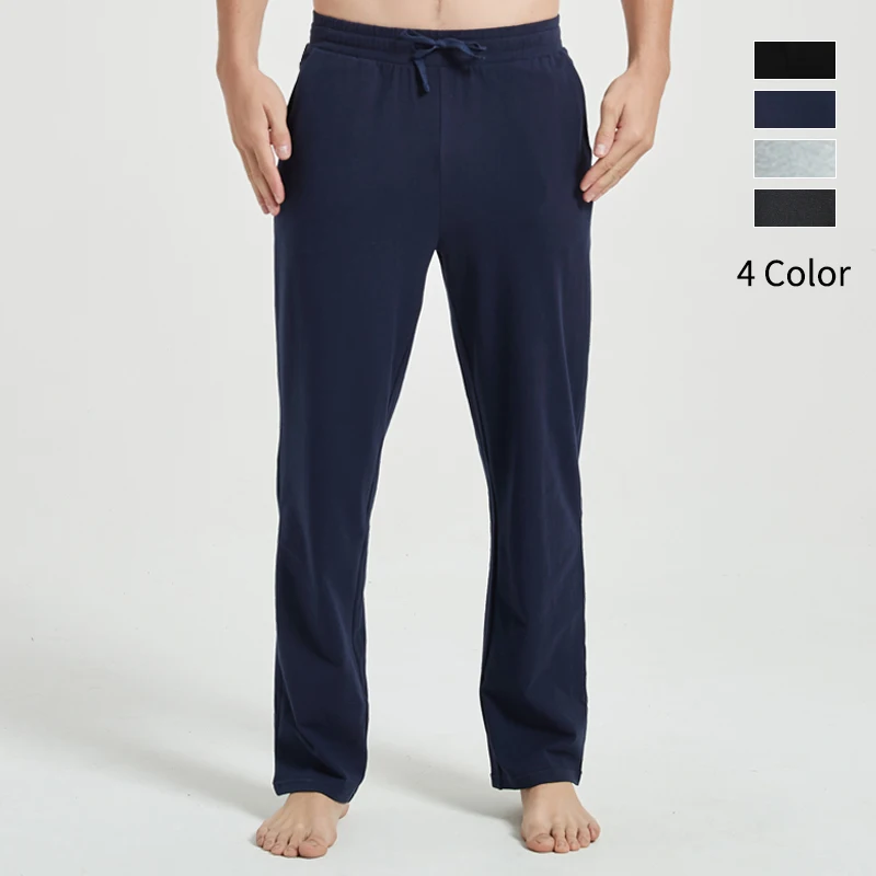 Männer Baumwolle Yoga Lounge Hosen Öffnen Boden Laufschuhe Jogger Lose Fit Sportlich Jogginghose mit Taschen