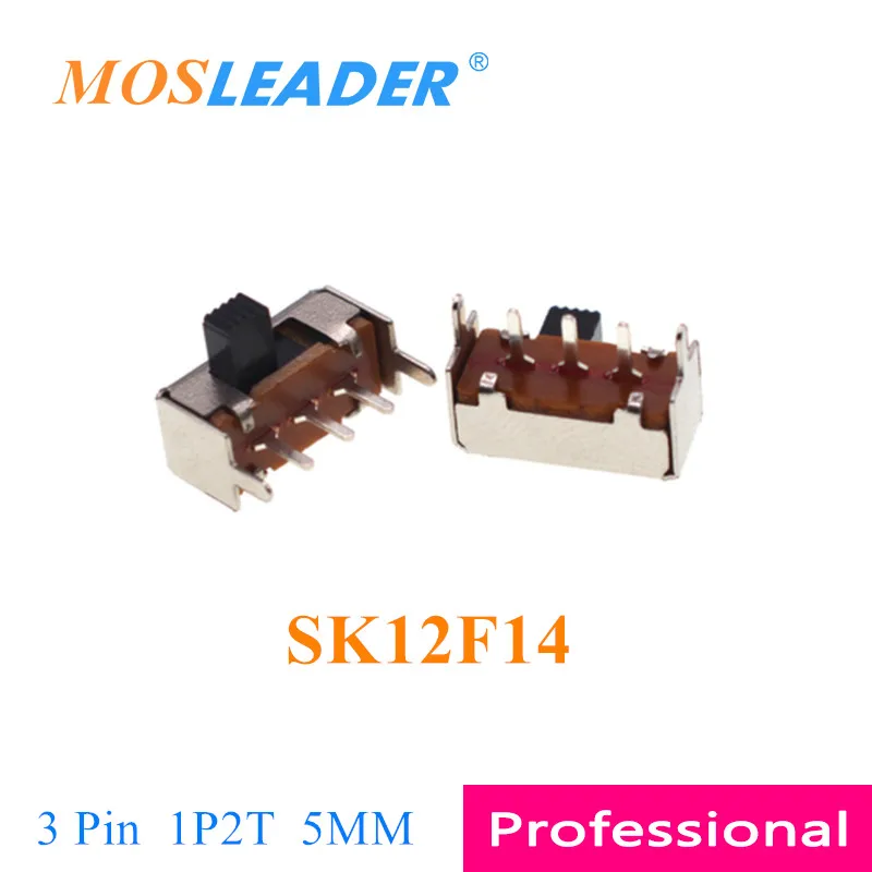 Mosleader 1000pcs SK12F14 SK-12F14 3P 5MM Handle length 1P2T 2T 2 Travel Horizontal Single side Slide switch Toggle switch