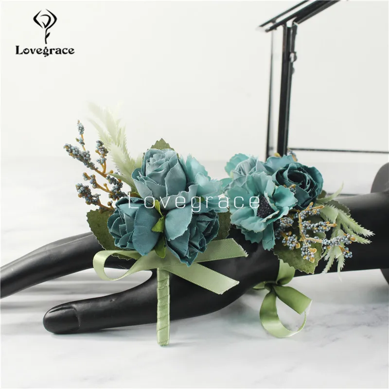 Injtrash-Bracelet de Poignet Boutonnière à Fleurs pour Homme et Femme, Broche de Corsage, Décor de Mariage, Meilleur Homme, Boutonnières Trempées