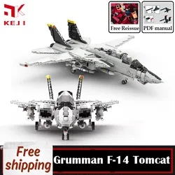 KEJI MOC Grumman F-14 Tomcat Aircraft Minifig Scale RC Plane Model Building Blocks Bricks Kit DIY Toys Christmas Gift