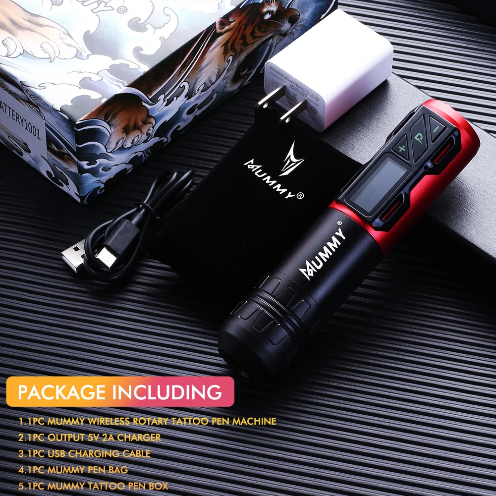 Mummy Wireless Tattoo Machine Pen High Capacity Battery Direct Drive Motor Tattoo Gun Portable Power 2200mah LED Digital Display