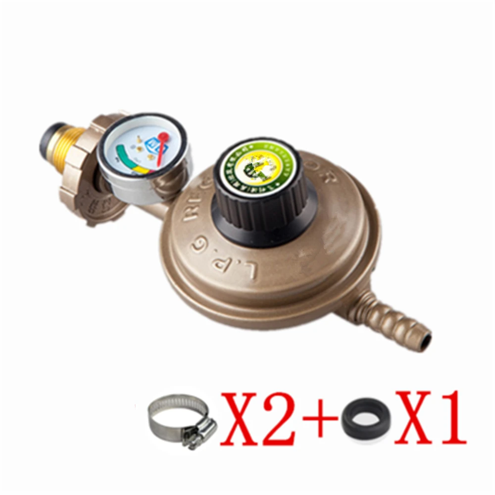 Liquefied Gas Pressure Reducing Valve Pressure Regulating Cooker Accessories Durable Copper Screw Pressure Gauge Gas Valve