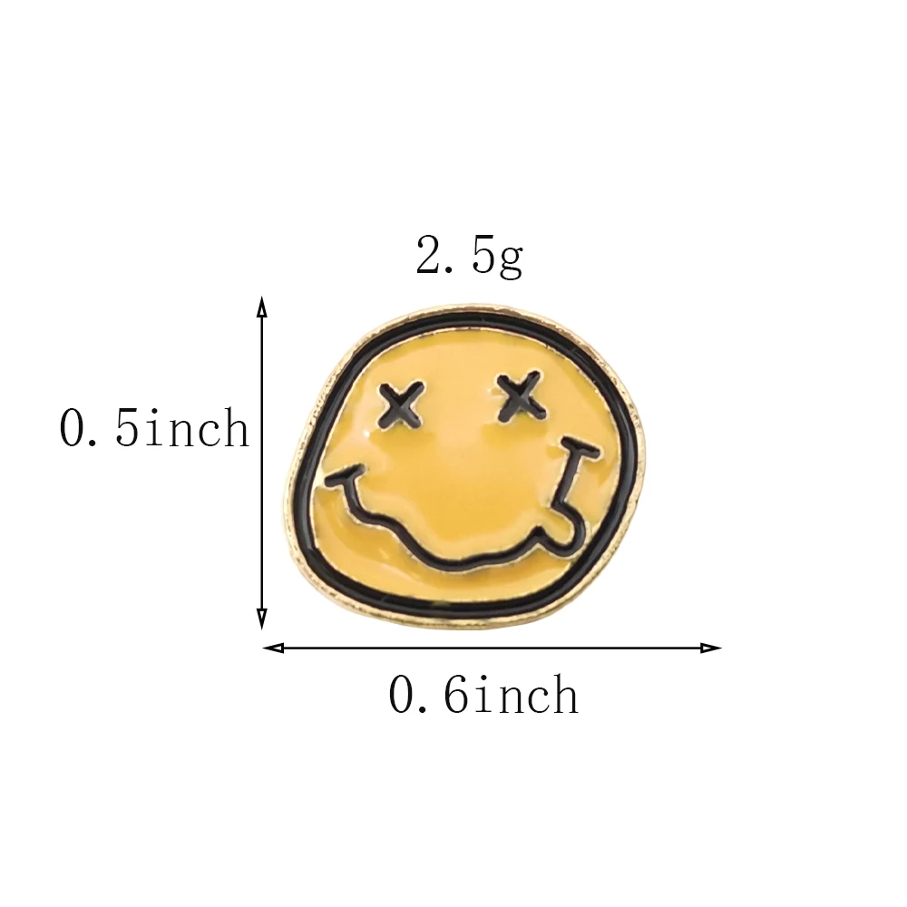 10Pcs K-Pop Lovely Yellow Smile Face Brooches for Women Student Daily Party Round Lapel Pin Alloy Badge