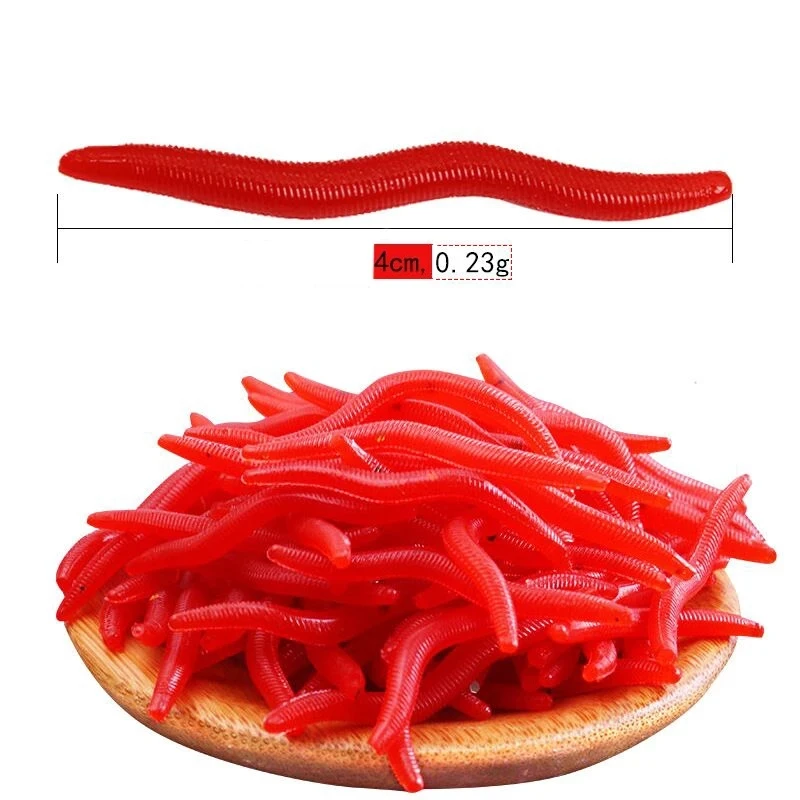 20-100pcs/lot Soft Lure Fishing Simulation Earthworm red Worms Artificial Fishing Lure Tackle Lifelike Fishy Smell Lures