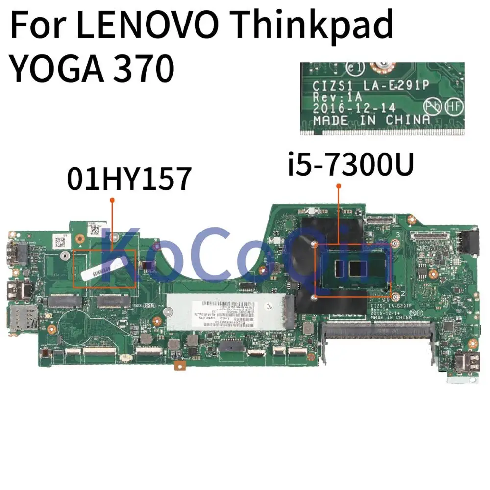 

For LENOVO Thinkpad YOGA 370 I5-7200U I5-7300U Notebook Mainboard 01HY157 LA-E291P SR340 Laptop Motherboard