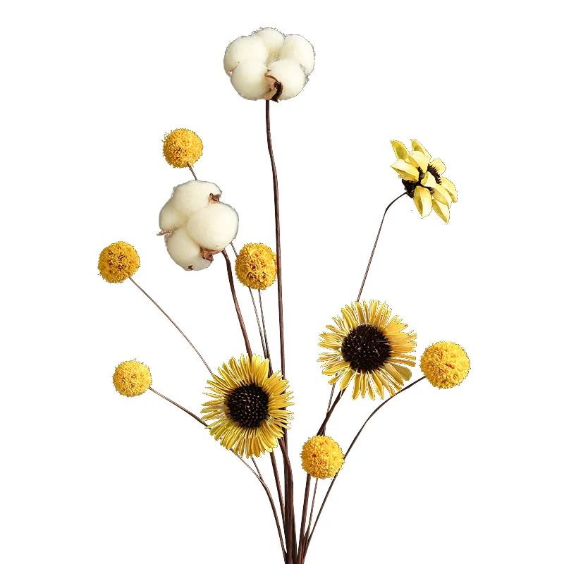 Natural dried lotus flower bouquets are air-dried and mixed with pine cones small daisies decorative ornaments home fall decor