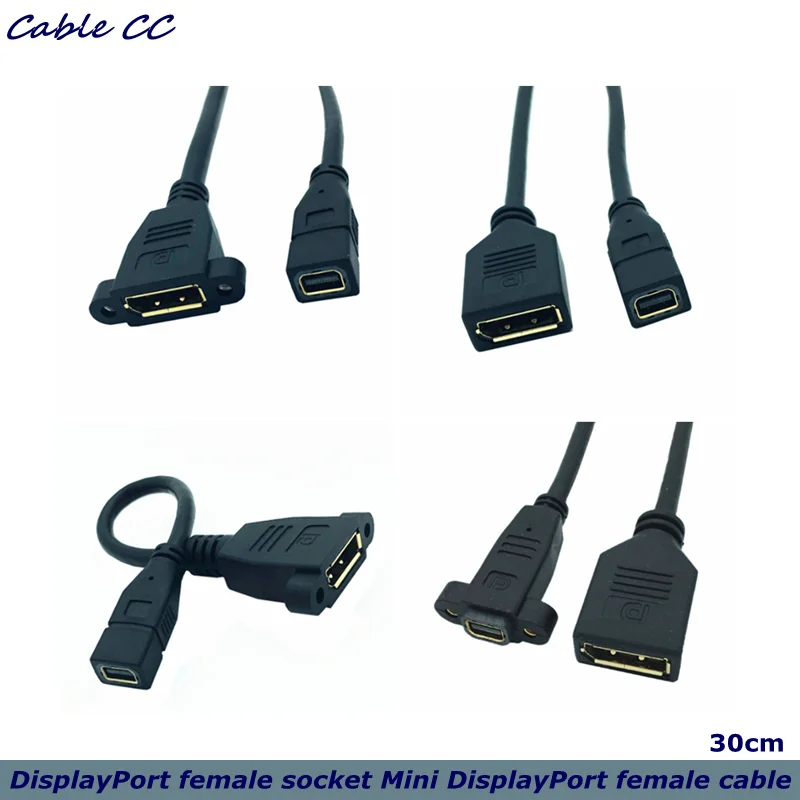 

DisplayPort female socket panel mount to Mini DisplayPort female video cable 4K The adapter supports up to 10.8Gbps 0.3M