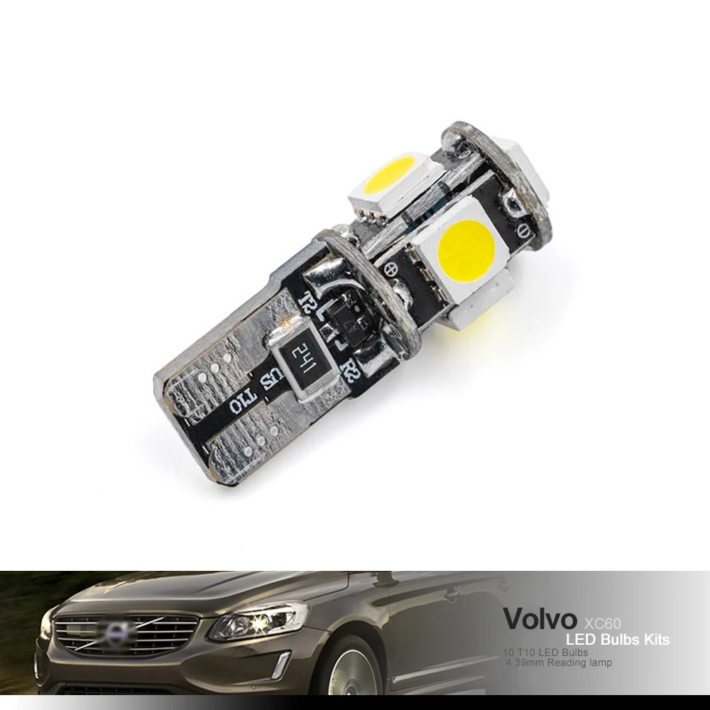 No brave-Kit d'ampoules intérieures LED pour Volvo XC60, Canbus Map, Breton Trunk Door, IsotBox Lamp, Blanc, GT, 2009-2015, 14x