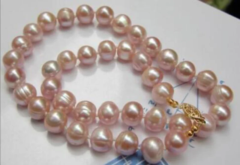 

gorgeous 12-13mm baroque south sea lavender pearl necklace 18inch 14k