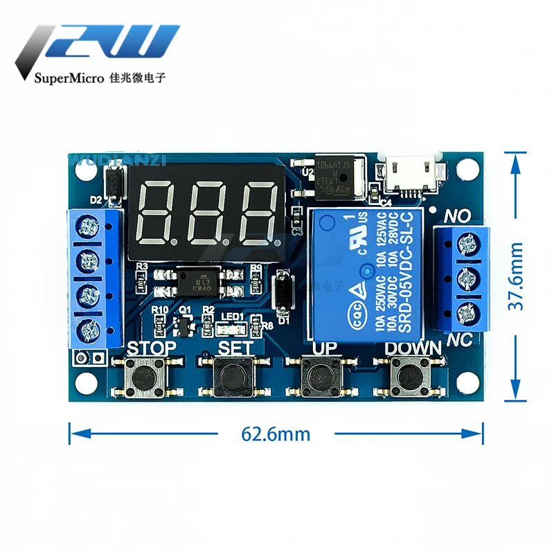 DC 6-30V Relay Module Trip Delay Switch Circuit Timer Adjustable Cycle  Control Off Switch Delay Time Relay 6V 9V 12V 24V(1 PCS)