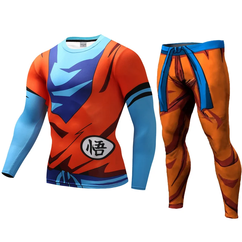 Vege 3D Printed Pattern Suits Compression shirt Men Sweat pants Skinny Legging tights Trousers Male Goku Costume Long t-shirts