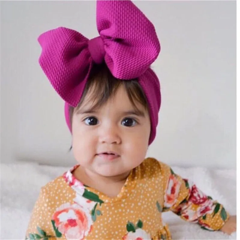 2021 Baby Accessories Infant Baby Girl Cute Bow Headband Newborn Solid Headwear Headdress Nylon Elastic Hair Band Gifts Props