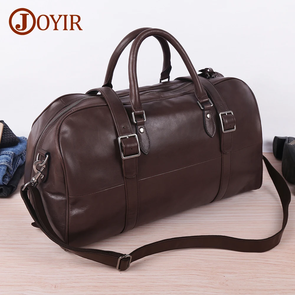 

JOYIR Genuine Leather Duffel Bag Men Women Business Travel Bag with Shoe Pocket High Capacity Overnight Tote Fashion Handbag New