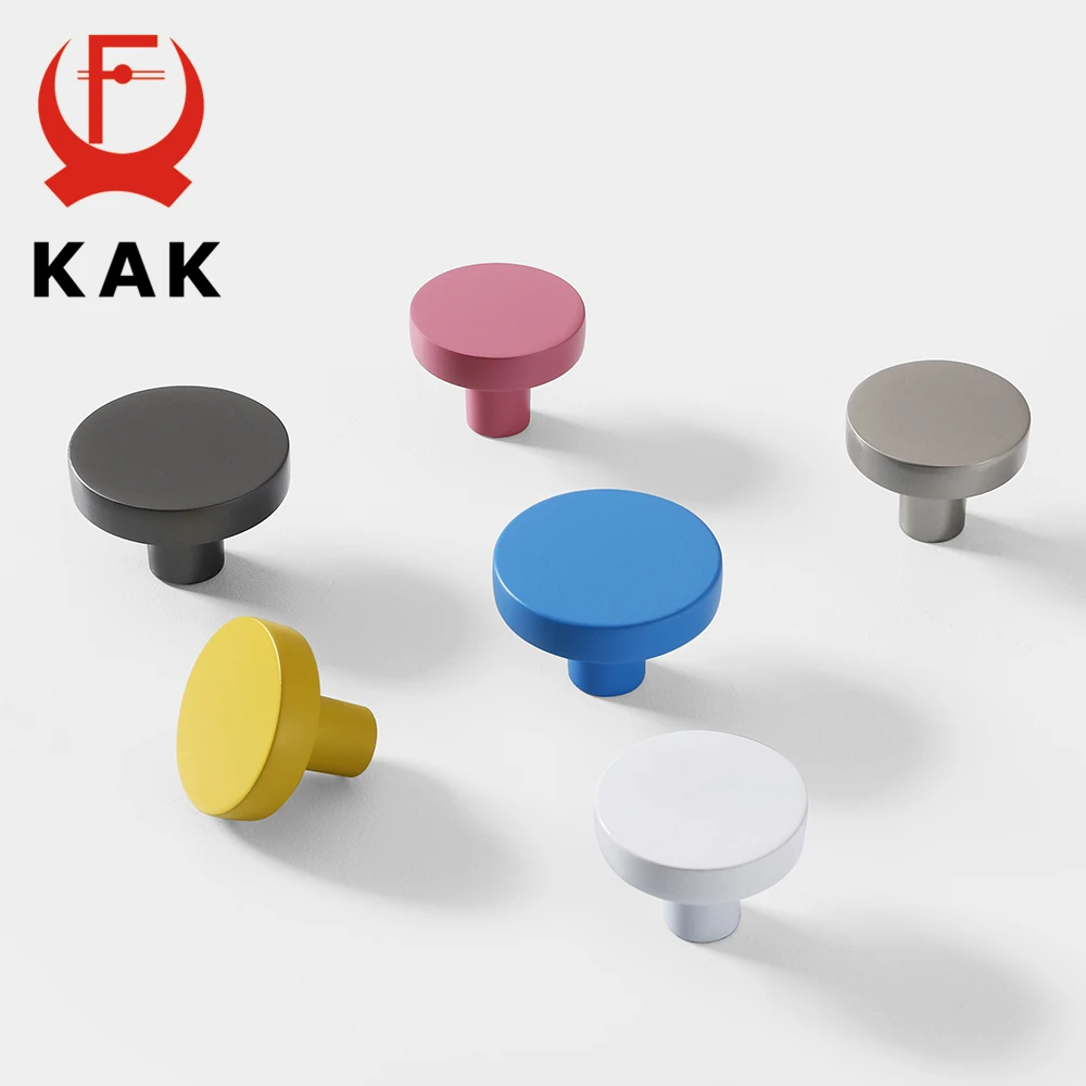 KAK Gold ตู้ Knobs สีดำครัวจับโลหะผสมสังกะสีที่มีสีสัน Knobs เฟอร์นิเจอร์สำหรับห้องเด็ก30มม.ตู้ประตูดึงฮาร์ดแวร์