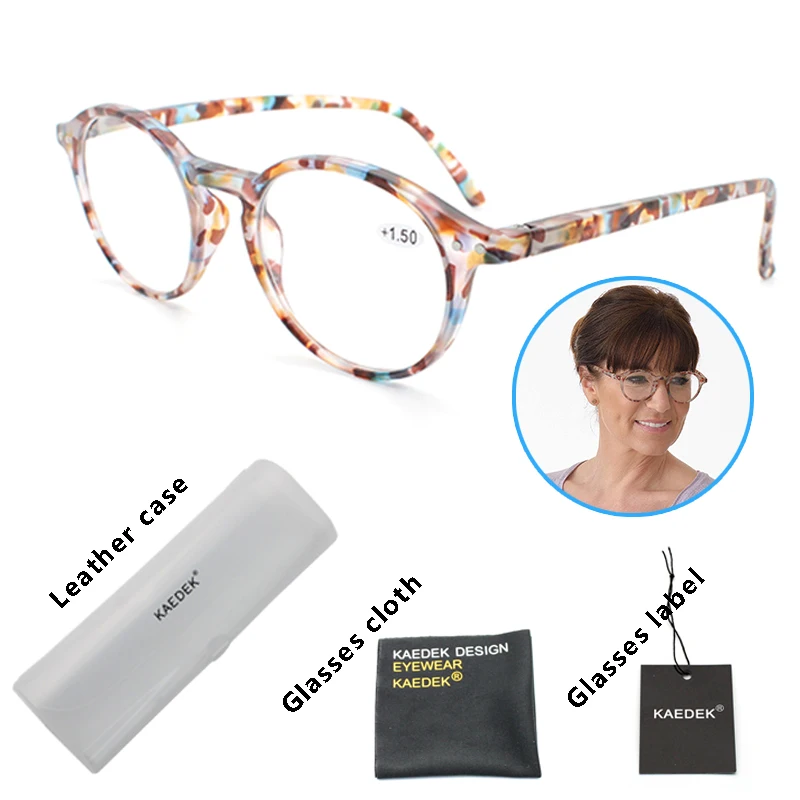 KAEDEK Reading Glasses Frame Women Glasses Clear Round Eye Glasses Man Stylish Glasses For Sight With Diopters Oculos+1+1.5+2+3