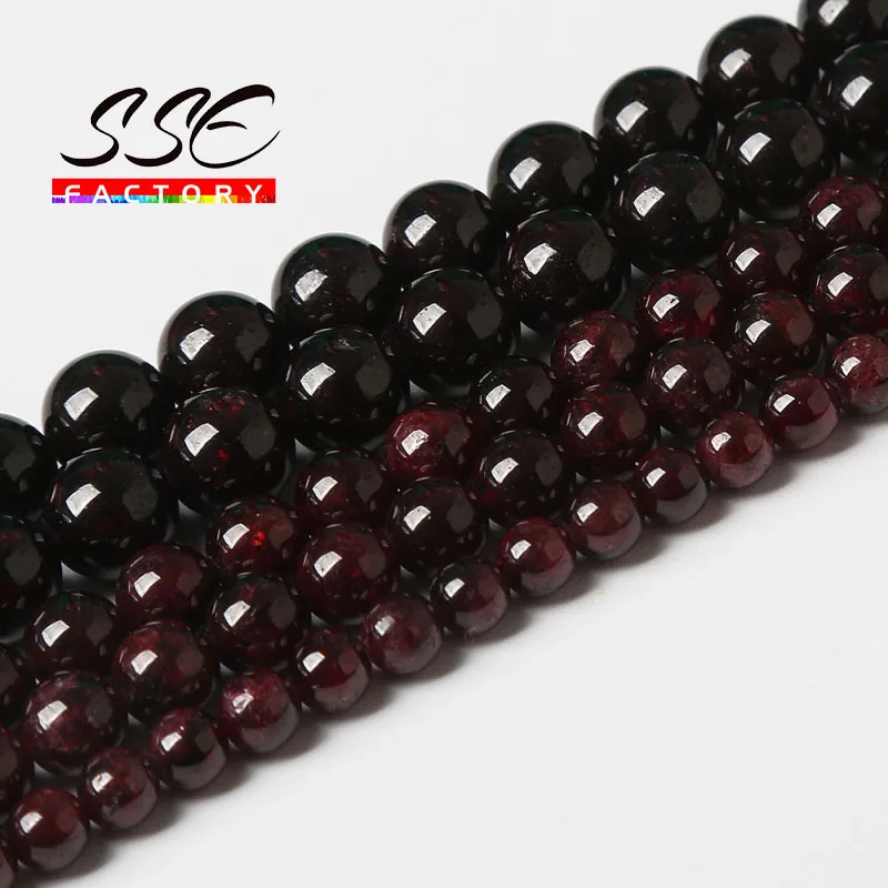 

Natural Garnet Beads Red Gemstones Round Loose Spacer Beads For Jewelry Making DIY Bracelets Necklace Accessories 6 8 10mm 15''