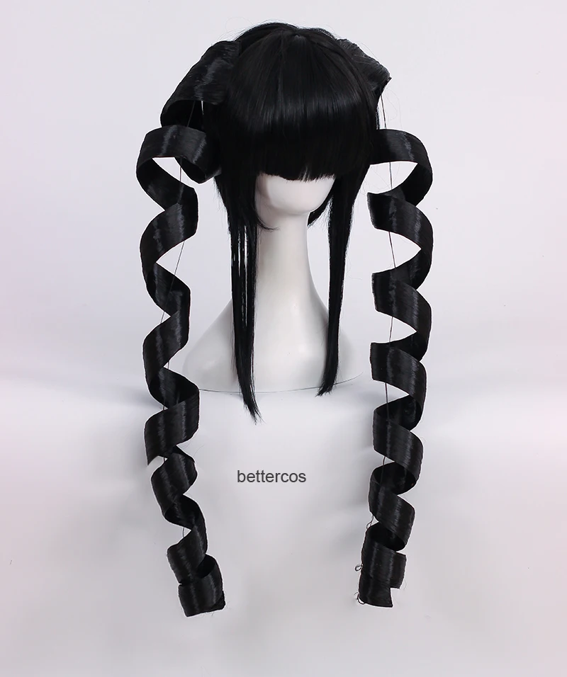 Danganronpa Dangan Ronpa Celestia Ludenberg Cosplay Wig Ludenbeck Black Roll Heat Resistant Synthetic Hair Wig + Wig Cap