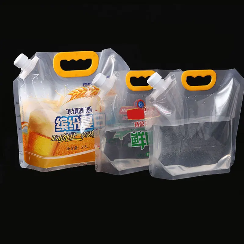 Imagem -02 - Inplustop Bolsas de Plástico para Beber Frascos Transparentes Bolsa de Licor à Prova Dágua Suco Leite Cerveja Bebidas Pesadas Bolsas Reutilizáveis com Bico 1l 15l 25l