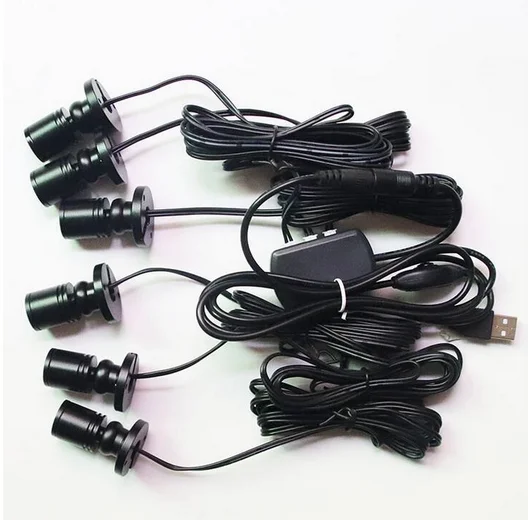 5V Dimmable USB Mini LED Spotlight Downlights Lamp Set Remote Control Ceiling Surface1W Silver Black Cabinet Lights
