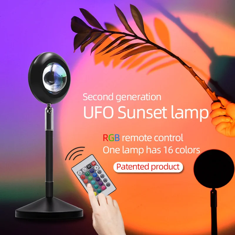 

Dropship Remote Control RGB Sunset Projection Lamp Rainbow Atmosphere Night Light Home Bedroom Shop Background Wall Decoration