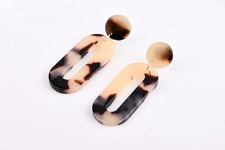 Diy handmade ear accessories Japan and south Korea harajuku acetic acid oval pattern road  earrings earring clip materials