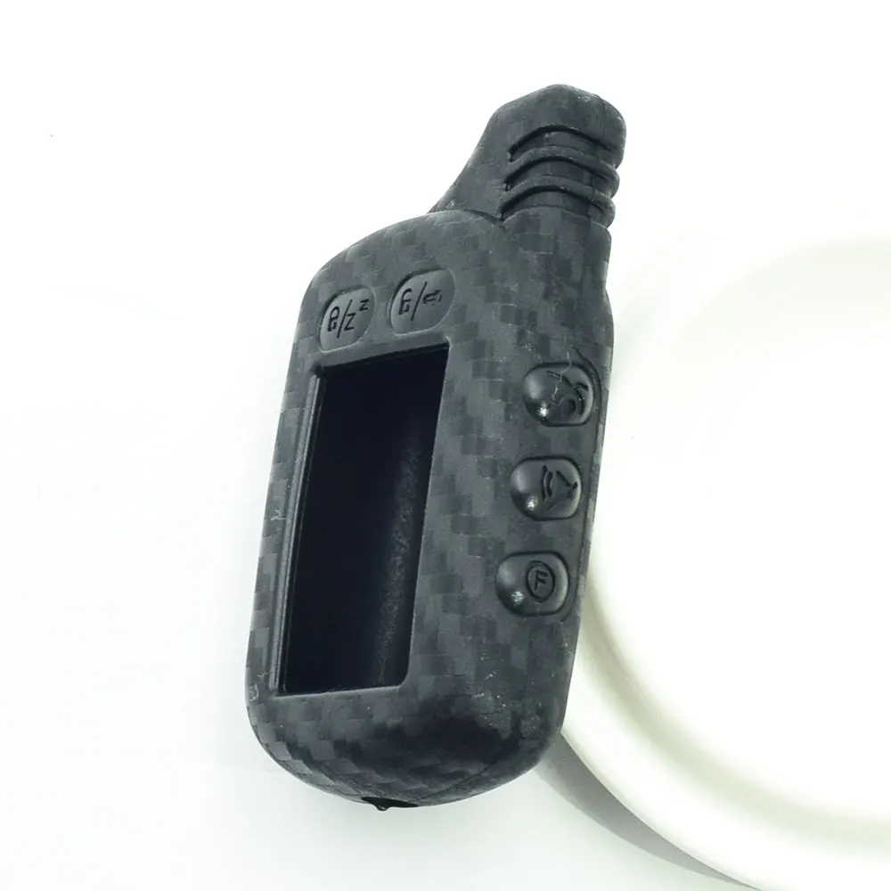 Carbon Silicone Car Key Case For Tomahawk TZ 9030 9020 9010 7010 TZ-9030 Two Way Car Alarm LCD Remote Control Fob Cover Key Bag