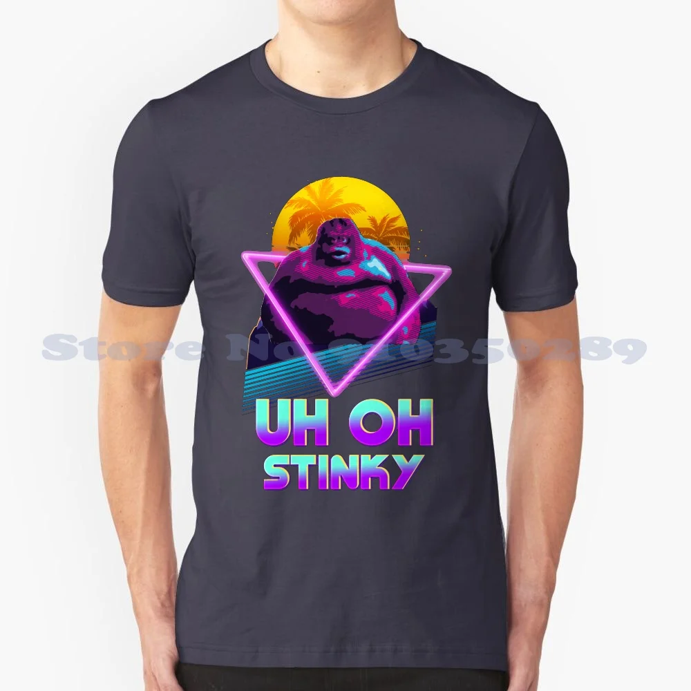 Uh Oh Stinky Poop Le Monke 80S Outrun Style 100% Cotton T-Shirt Uh Oh Stinky Funny Poop Le Monkey Outrun Dank Meme Memes