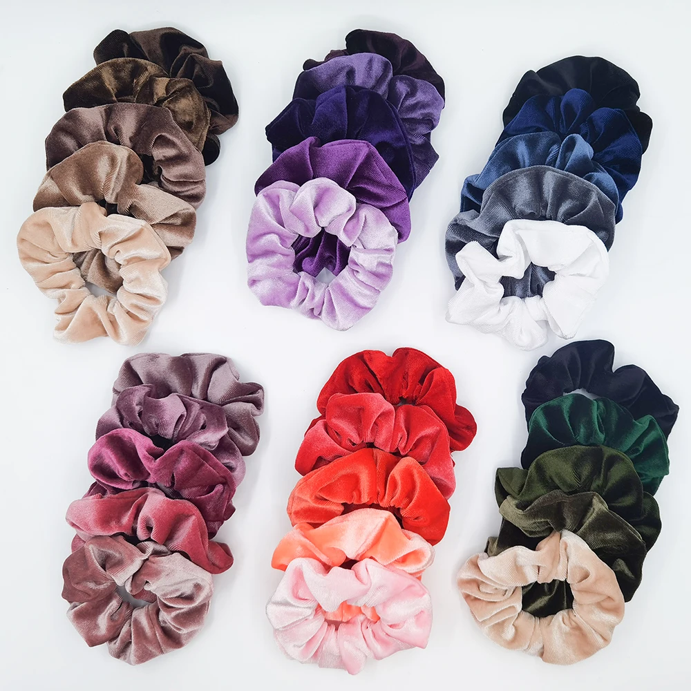 5PCS/Set Velvet Scrunchies Elastic Rubber Hair Bands Women Girls Soft Solid Headbands Ponytail Holder Hair Rope Tie Accessories