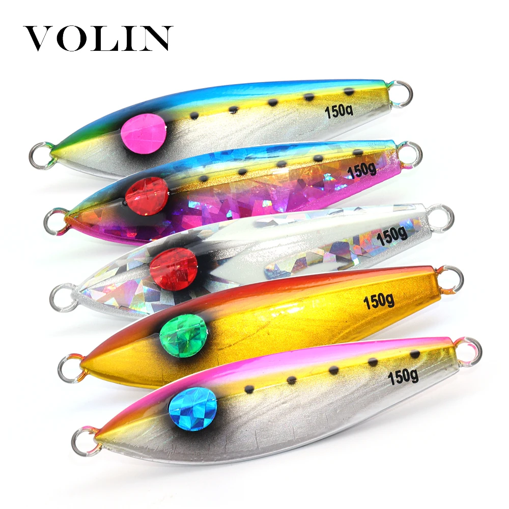 

VOLIN 1pc NEW Ocean Fishing Lure Slow Jig Metal Lure 120g 150g Fishing Squid Bait Jig Sea Lure Artificial Wobbler Japan Bait