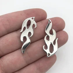 4pcs Silver Plated Flame Charm 39x15mm Tibetan Silver Plated Pendants Antique Jewelry Making DIY Handmade Craft