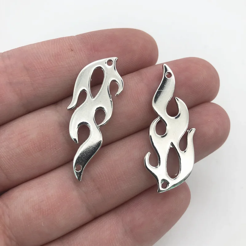 4 szt. Posrebrzany płomień urok 39x15mm tybetańskie posrebrzane wisiorki antyczne tworzenie biżuterii DIY Handmade Craft