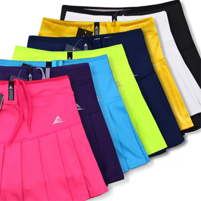 New Sports Badminton Skirt Quick Dry Breathable Shorts Skirt Pleated Tennis Skort with Pocket Solid Color Girl Fitness Skirts