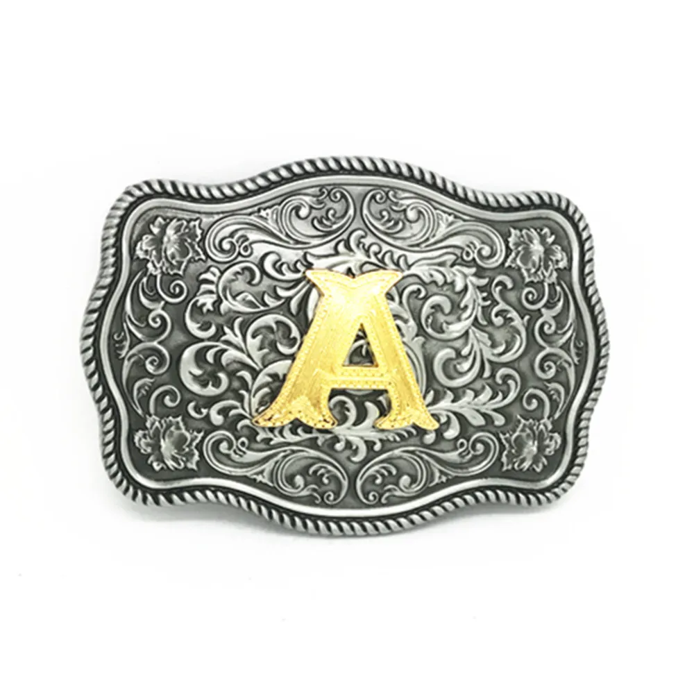 

American original lace letters A to Z personality leisure zinc alloy belt buckle men and women couples