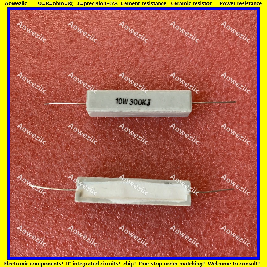 10 pces rx27 resistor de cimento horizontal 10w300k 10w300kj (10w300000j j rj ohm) resistência cerâmica precision 5% resistência de energia