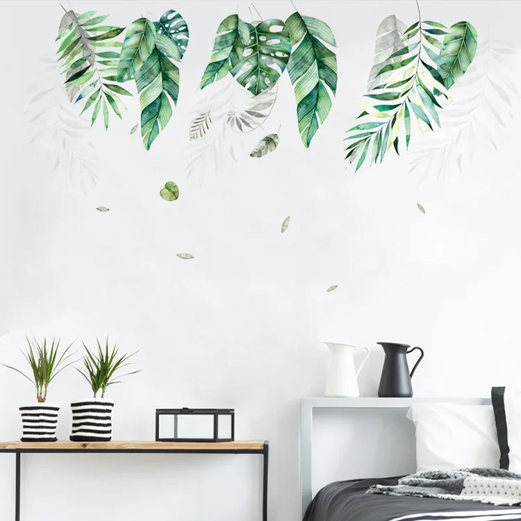 Tropische Vegetation Große Blätter Wandaufkleber Wohnzimmer Sofa Hintergrund Selbstklebende Wandmalerei Heimdekoration Abnehmbare Aufkleber – Detail 6