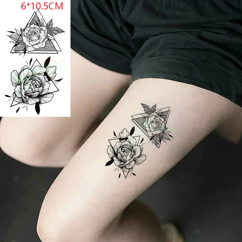 Waterproof Temporary Tattoo Sticker ins Rose triangle butterfly flower sexy Body Art flash tatoo fake tatto for Women Men