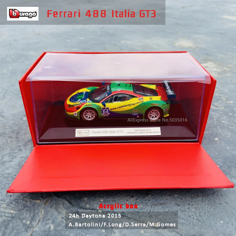 Bburago 1:43 Hardcover Edition 2015 Ferrari 458 ITALIA GT3 racing model simulation car model alloy car toy male collection gift