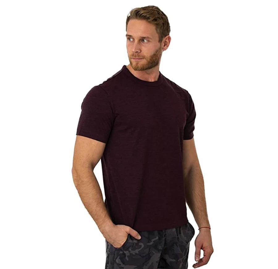 100% Merino Wool T Shirt Men Base Layer Merino Tshirt 180G Everyday Undershirt Wicking Breathable Anti-Odor + Hiking Blend Socks