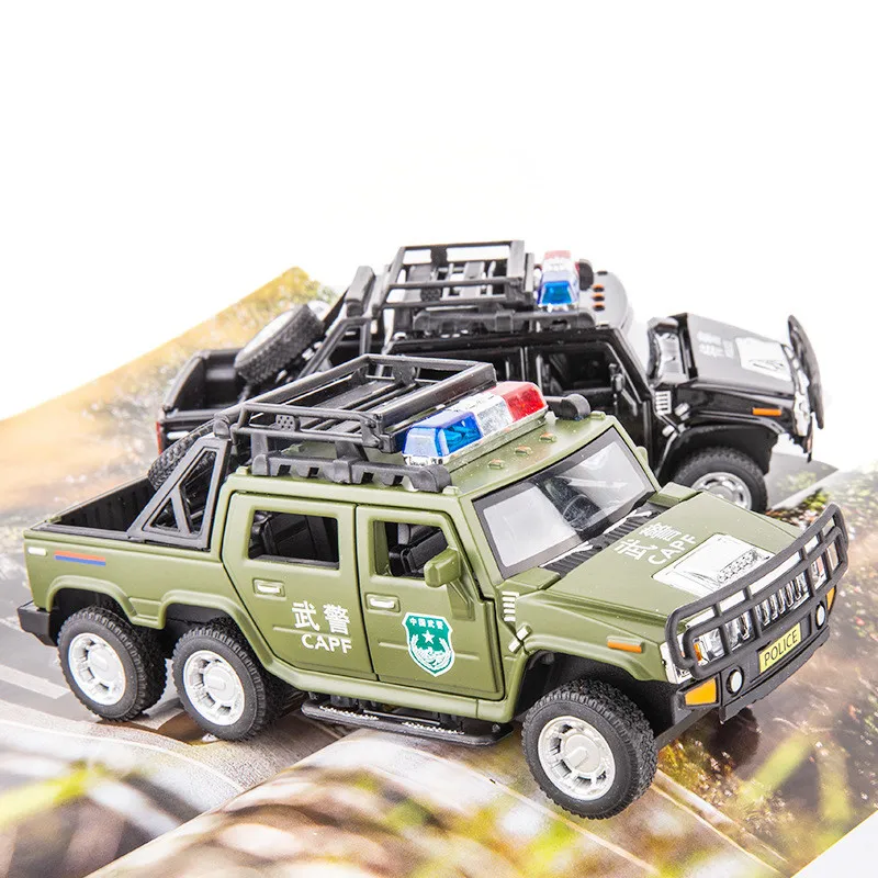 1:32 alloy pull back 6 door pickup car model,quality off-road car toy,simulation sound and light,free shipping