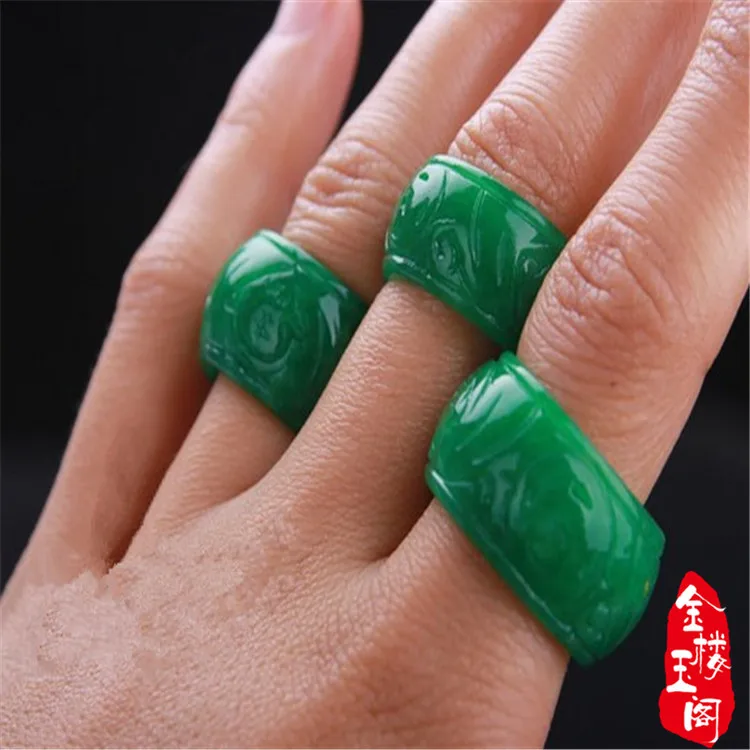 Anel de jade verde esmeralda natural, bracelete de jade com pedras preciosas, para mulheres e homens, joias com esmeralda