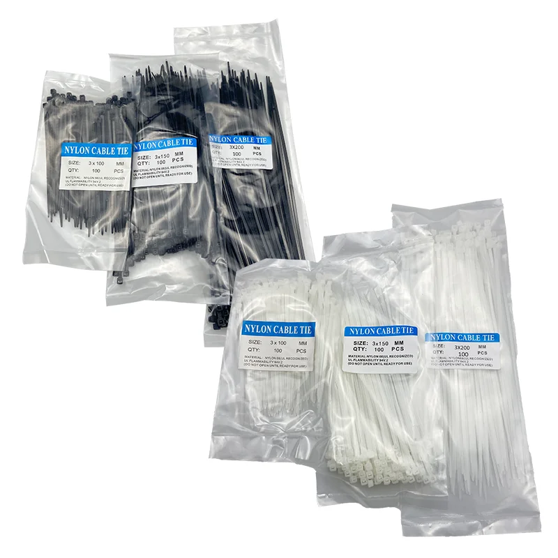 

300Pcs Nylon Cable Self-locking Plastic Wire Zip Ties Set 2*100 3*100 2*150 3*150 Industrial Supply Fasteners & Hardware Cable