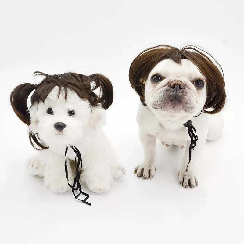 Pet Wigs Cosplay Props Funny Dogs Cats Cross-Dressing Hair Hat Costumes Head Accessories For Halloowen Christmas Pets Supplies